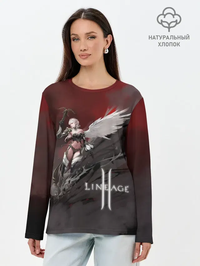 Лонгслив женский с принтом «LineAge II — Angel»