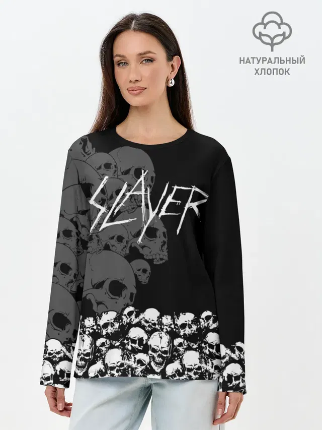 Лонгслив женский с принтом «Slayer — Slayer Black»