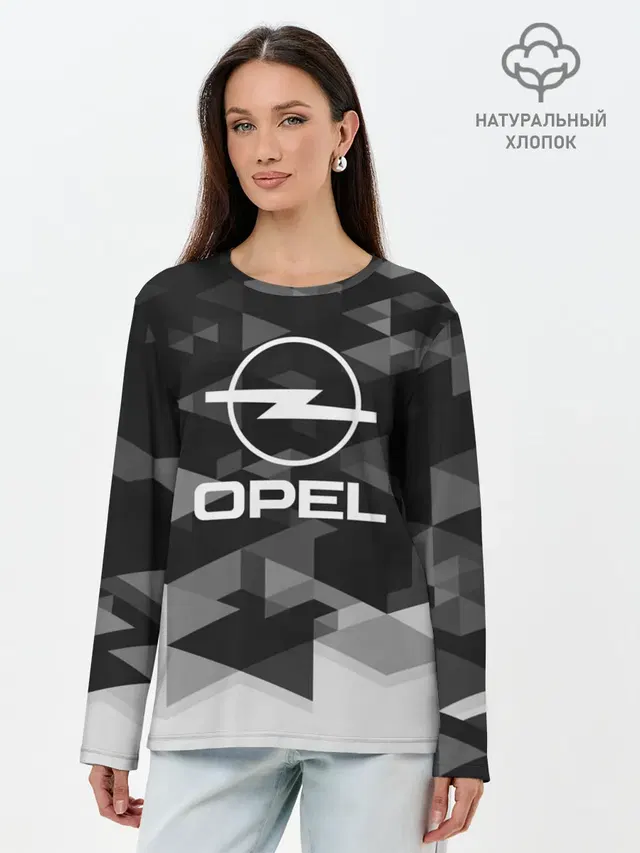 Лонгслив женский с принтом «Opel — Opel sport geometry»
