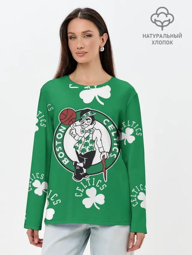Лонгслив женский с принтом «НБА — Boston celtics, nba»