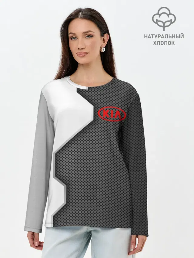 Лонгслив женский с принтом «KIA — Kia sport uniform auto»