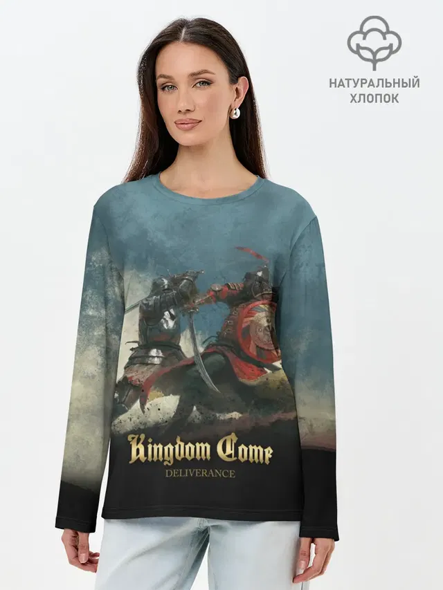 Лонгслив женский с принтом «Kingdom Come: Deliverance — Kingdom fight»