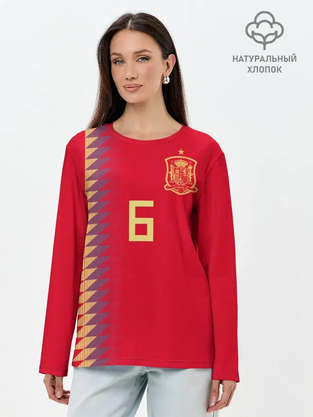 Лонгслив женский с принтом «Сборная Испании — Iniesta home WC 2018»