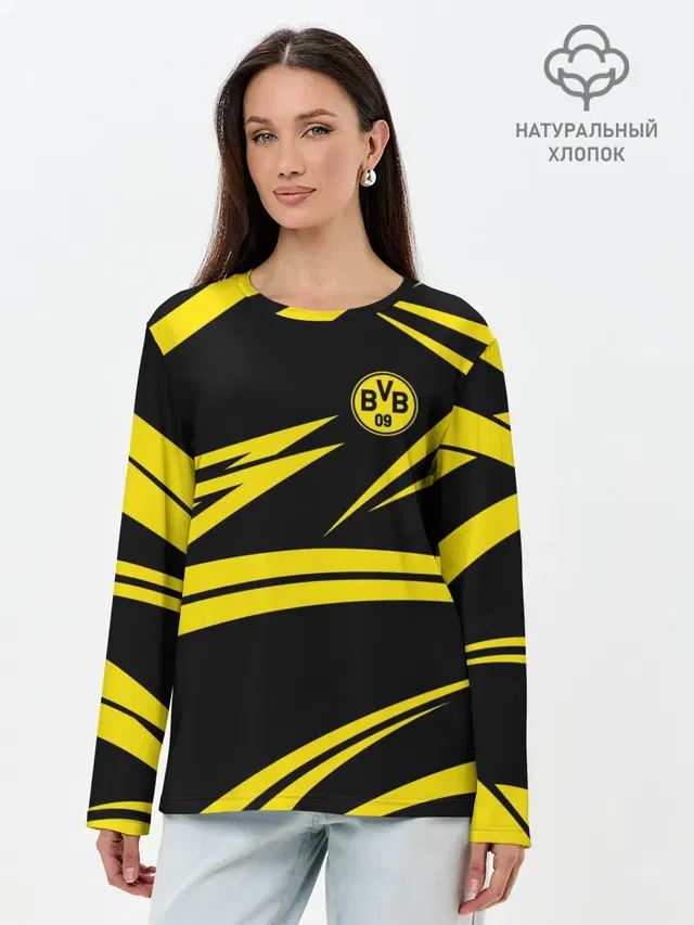 Лонгслив женский с принтом «Yellow and Black Pattern»