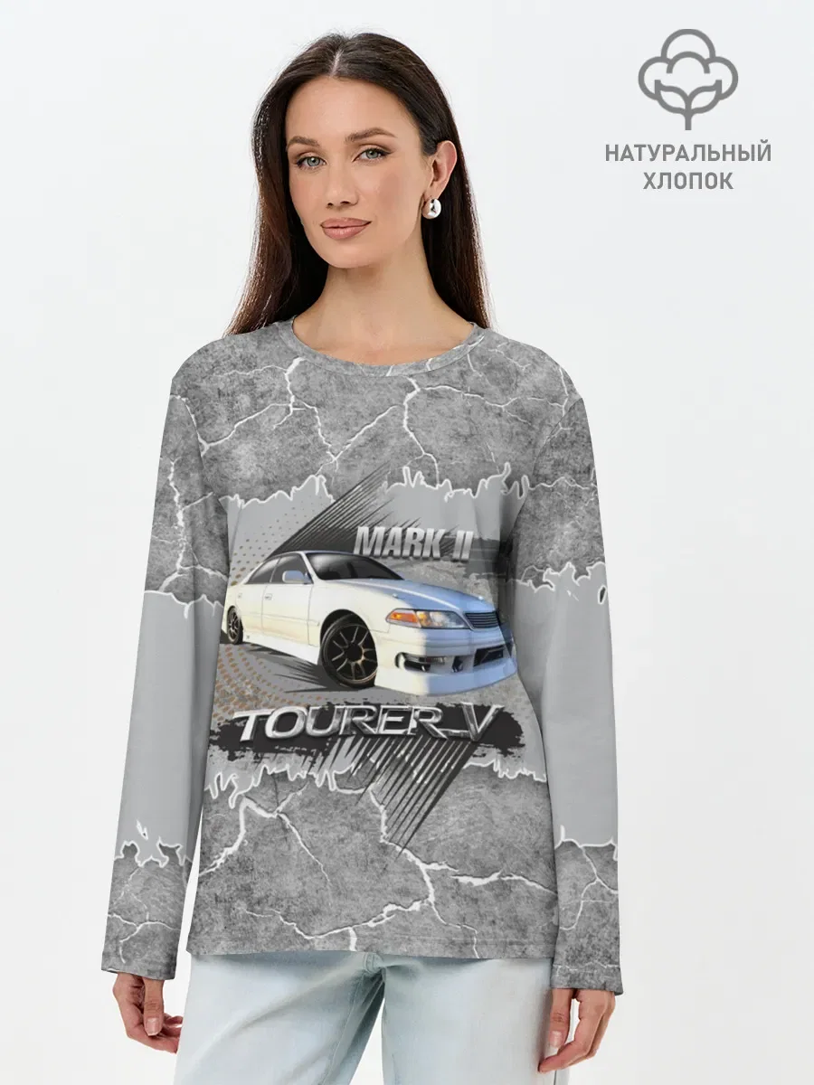 Женский хлопковый лонгслив с принтом «Mark 2 Tourer V» — купить — принт крупно