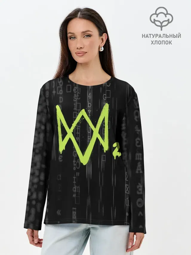 Лонгслив женский с принтом «WD2»