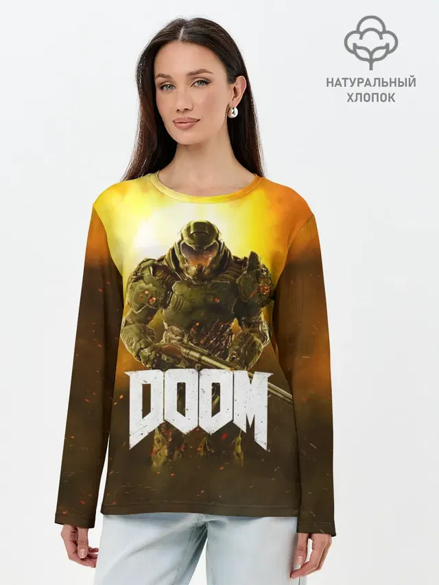 Лонгслив женский с принтом «Дум — DOOM 2016»
