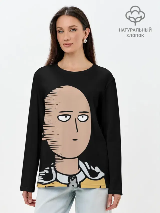 Лонгслив женский с принтом «Ванпанчмен — One-Punch Man Ванпачмен»