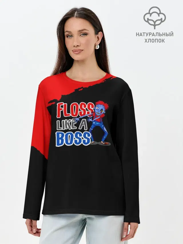 Лонгслив женский с принтом «Фортнайт — Floss like a boss»