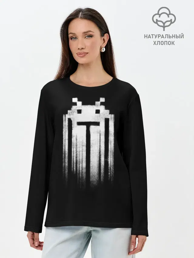 Лонгслив женский с принтом «Тетрис и денди — Space Invaders»