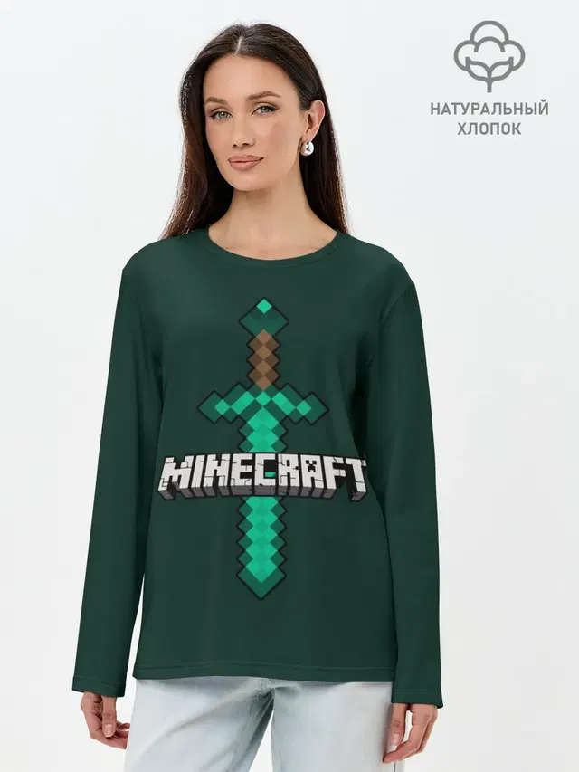 Лонгслив женский с принтом «Майнкрафт — Меч Minecraft»