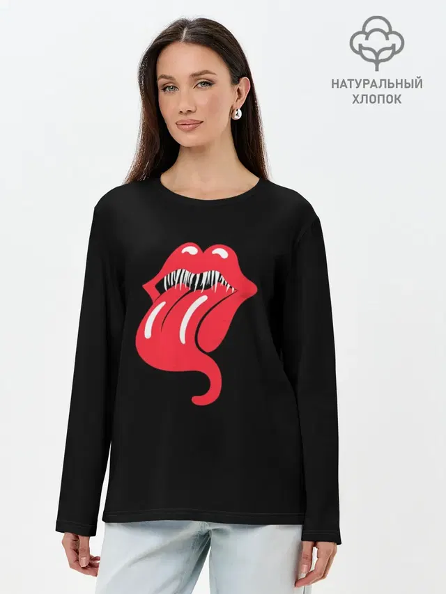 Лонгслив женский с принтом «Rolling Stones — Monsters Kiss»