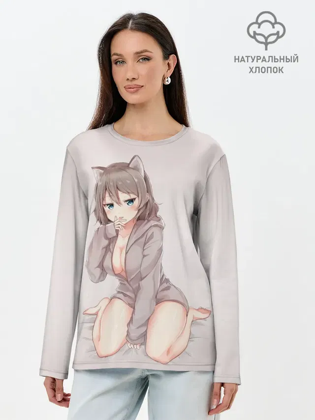 Лонгслив женский. Хлопок