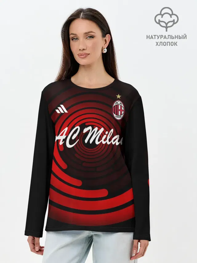 Лонгслив женский с принтом «Adidas — AC Milan»