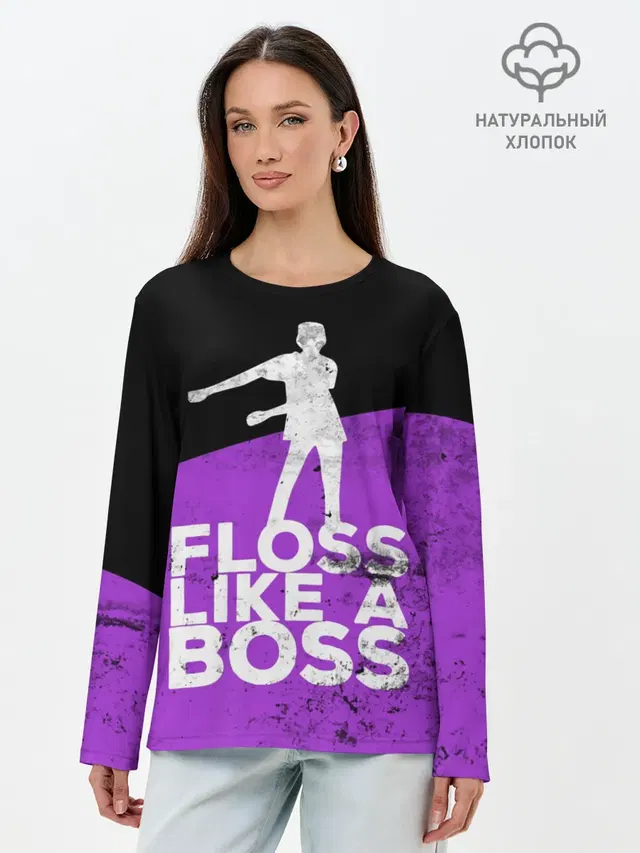 Лонгслив женский с принтом «Фортнайт — Floss Like A Boss»