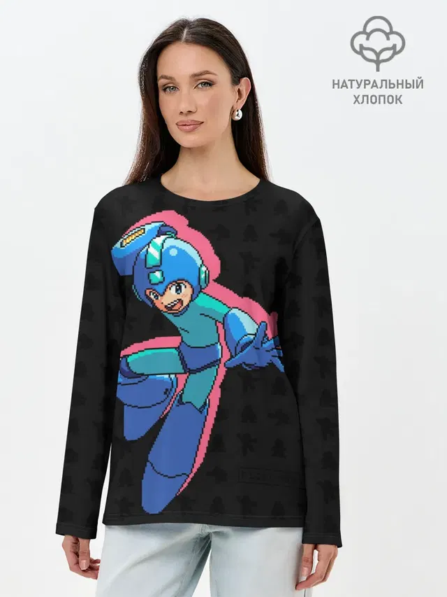 Лонгслив женский с принтом «Retro Games — Mega Man»