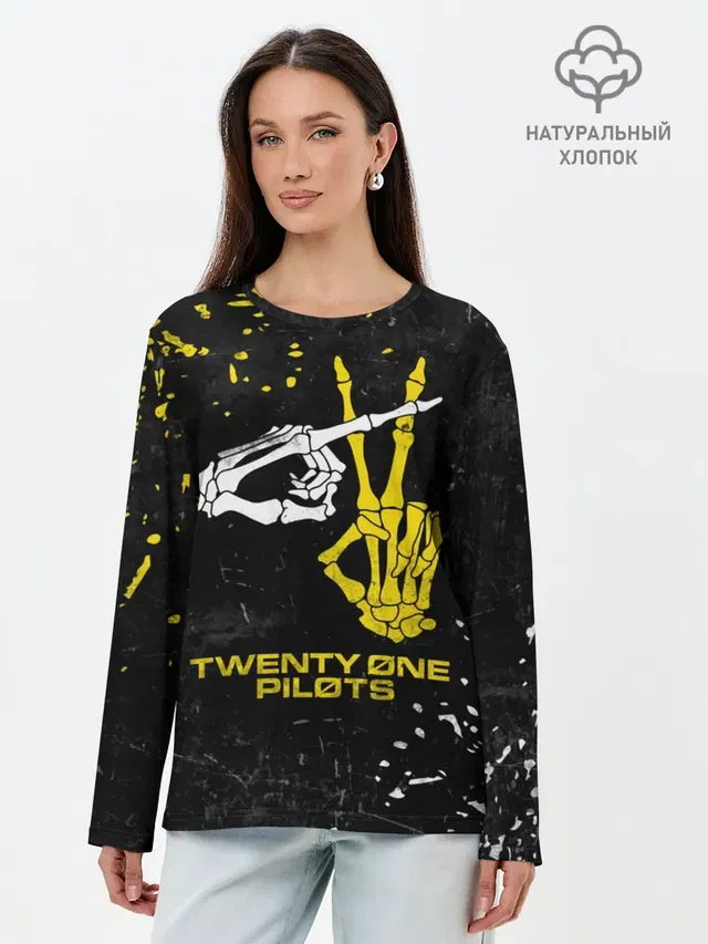 Лонгслив женский с принтом «Skeleton hands — TOP - Skeleton Clique»