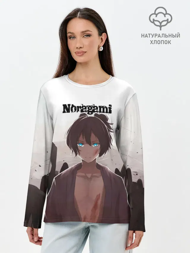 Лонгслив женский с принтом «Бездомный Бог — NORAGAMI Yato»
