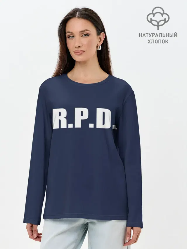 Лонгслив женский с принтом «Raccoon Police Department — R.P.D. LEON S.KENNEDY»