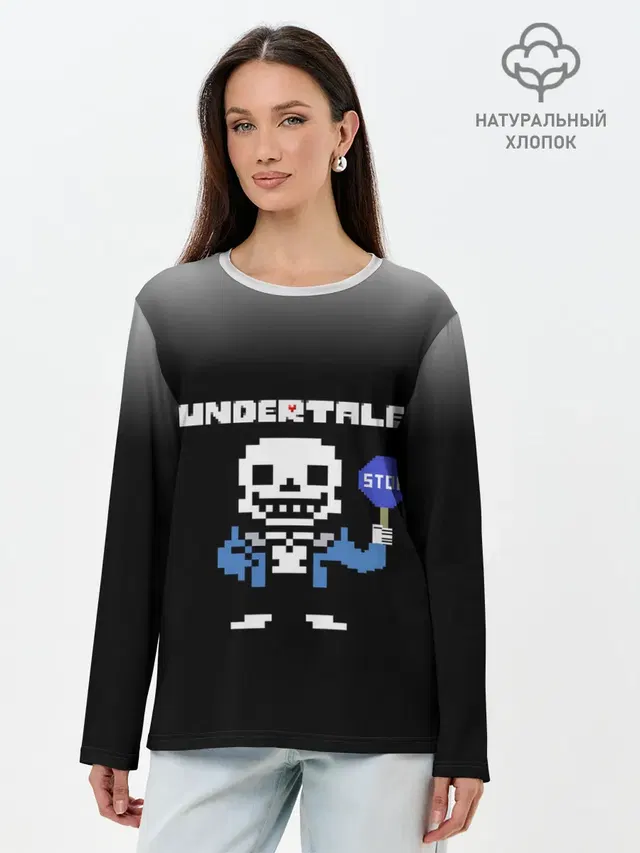 Лонгслив женский с принтом «Андертейл — Undertale STOP.»