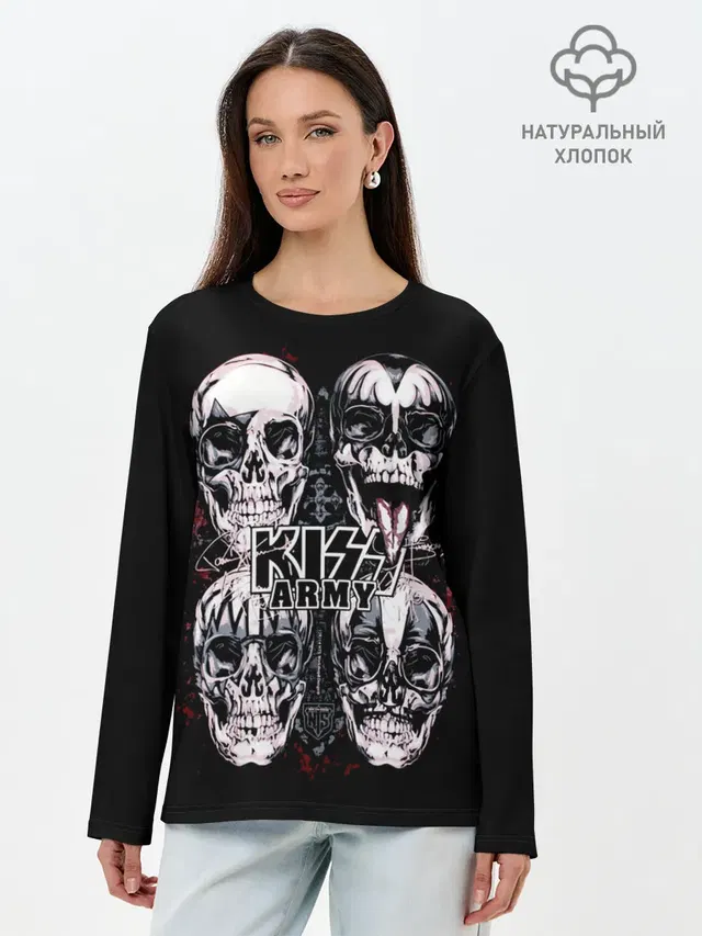 Лонгслив женский с принтом «Kiss»