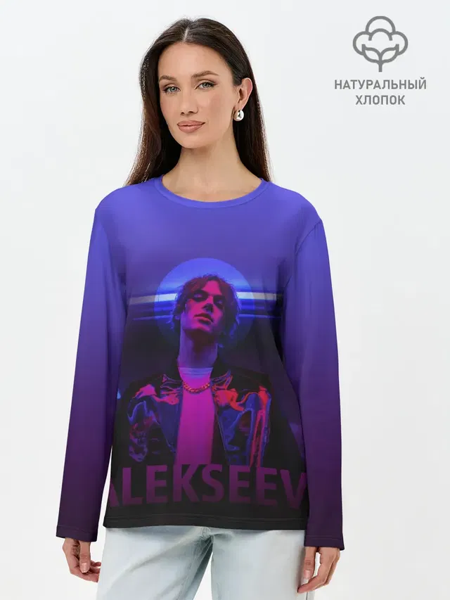 Лонгслив женский с принтом «Поп музыка и R&B — ALEKSEEV»