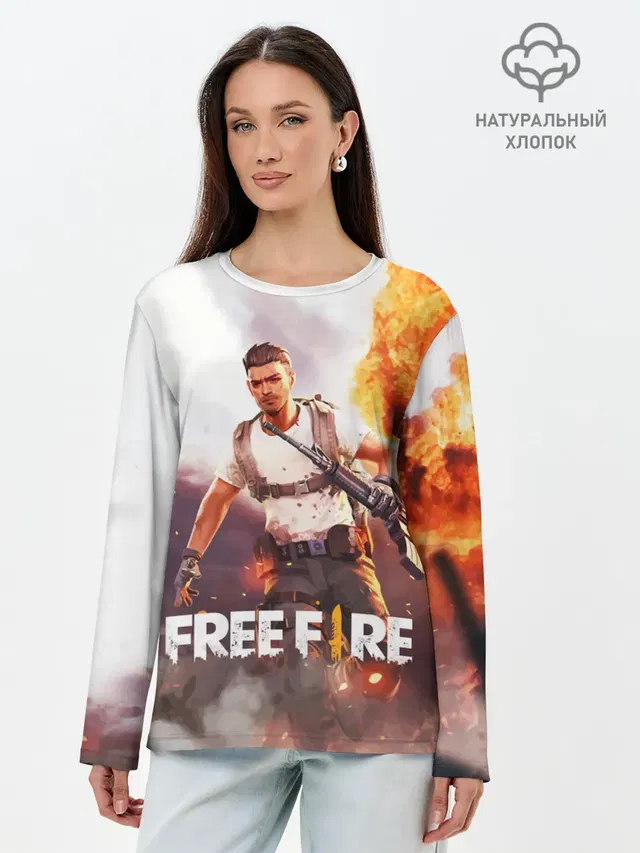 Лонгслив женский с принтом «explosion — FREE FIRE»