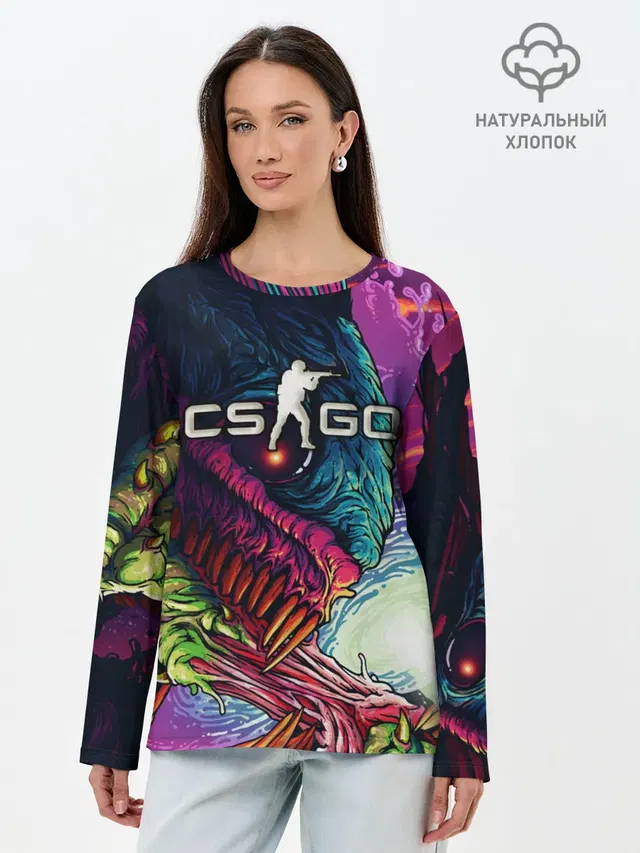 Лонгслив женский. Хлопок