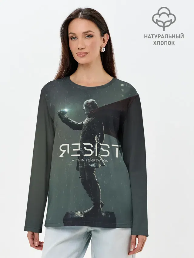 Лонгслив женский с принтом «Разный рок — Within Temptation RESIST»