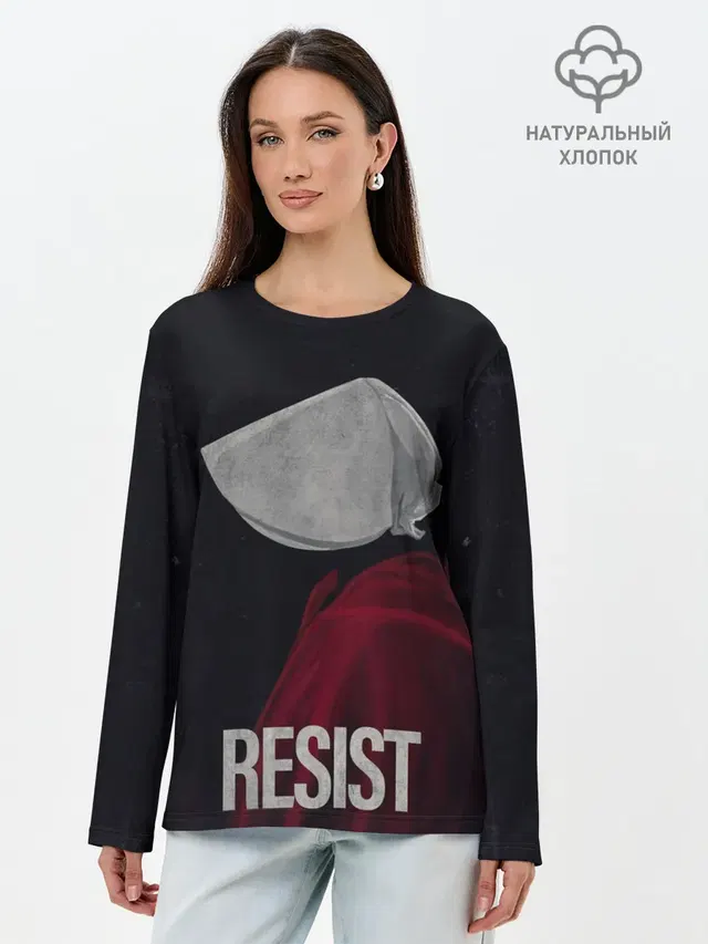 Лонгслив женский с принтом «Рассказ служанки — Resist»