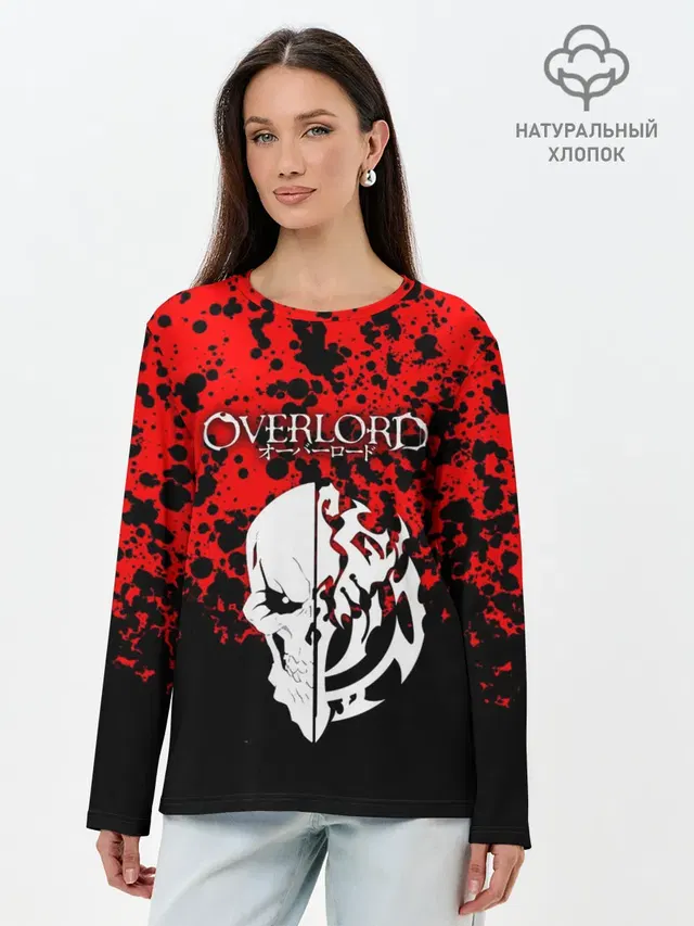 Лонгслив женский с принтом «Overlord — Overlord Skull red»