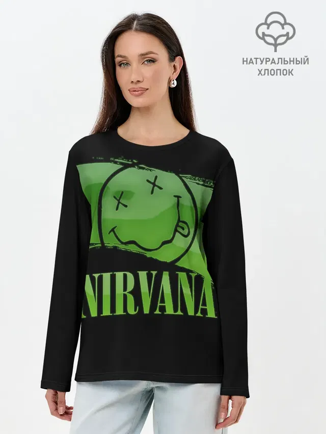 Лонгслив женский с принтом «Nirvana smiley»