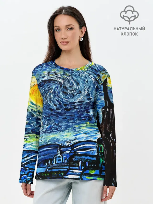 Лонгслив женский. Хлопок