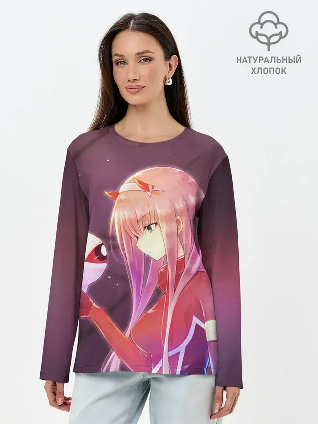 Лонгслив женский с принтом «Darling in the FranXX — Ноль два глаз»