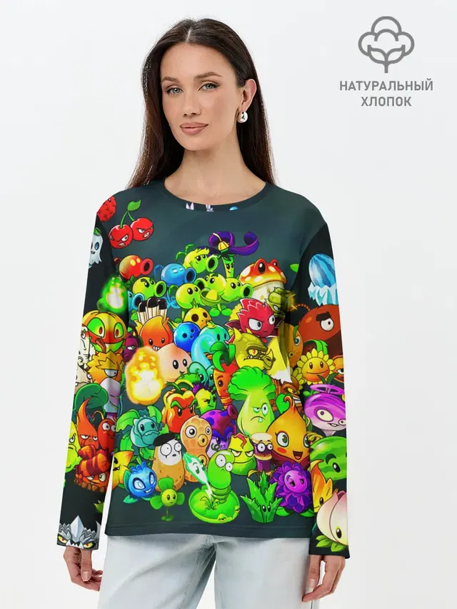 Лонгслив женский с принтом «Plants vs. Zombies»