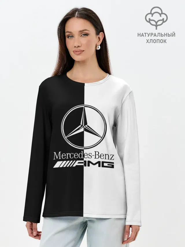 Лонгслив женский с принтом «Merсedes — MERCEDES-BENZ»