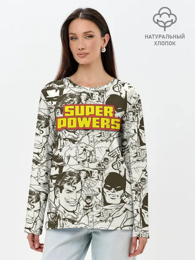 Лонгслив женский с принтом «Флэш — Super Powers»
