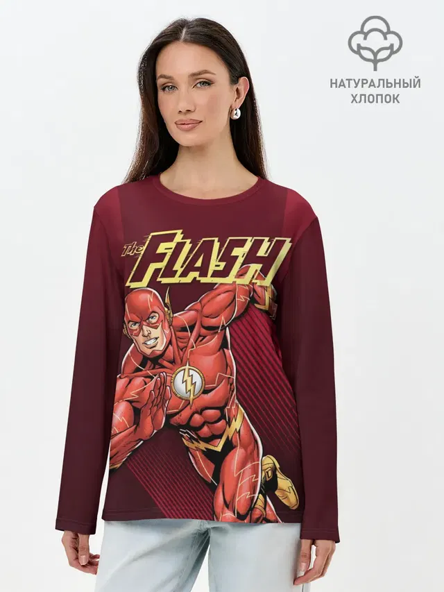 Лонгслив женский с принтом «Флэш — The Flash»