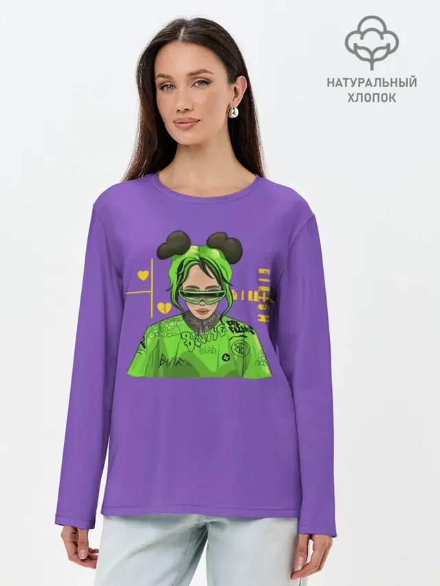 Лонгслив женский с принтом «Billie Eilish — Billie Eilish Purple»