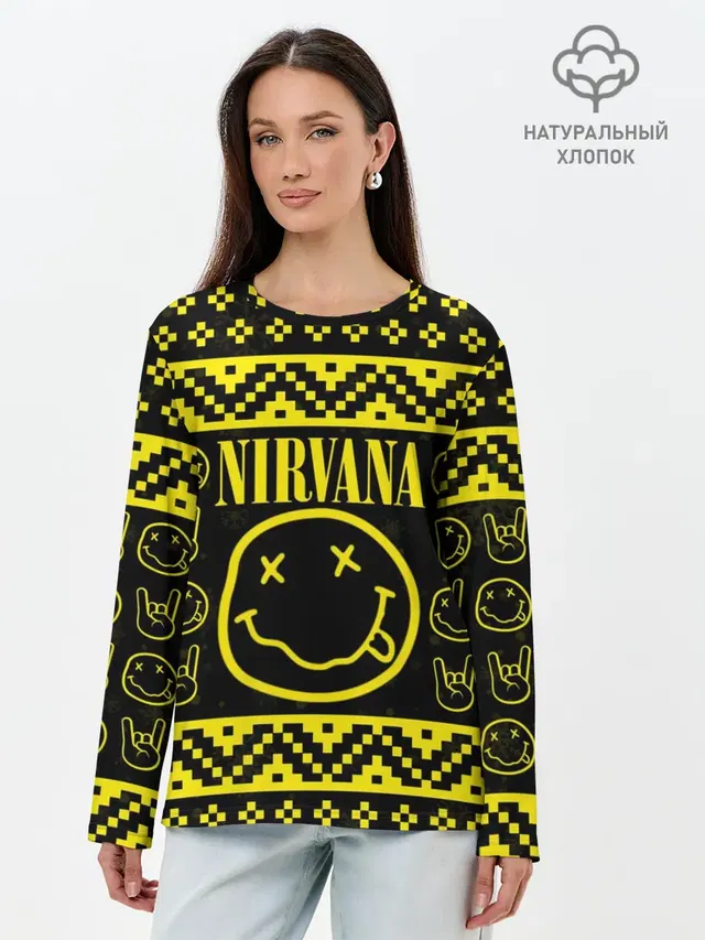 Лонгслив женский с принтом «Новогодняя Nirvana»