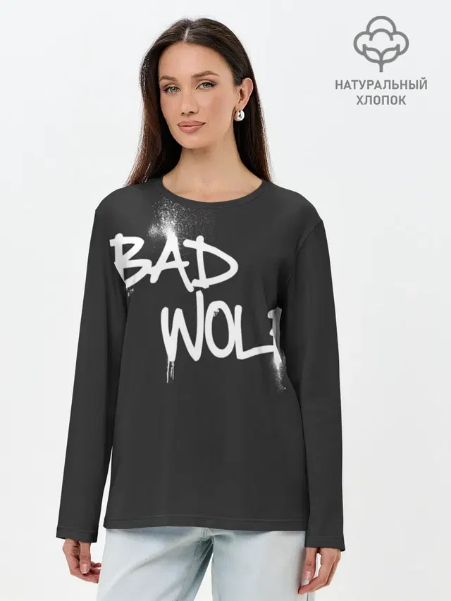 Лонгслив женский с принтом «Доктор Кто — Bad wolf»