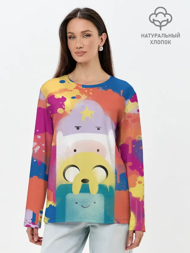 Лонгслив женский с принтом «Время приключений — Adventure Time»