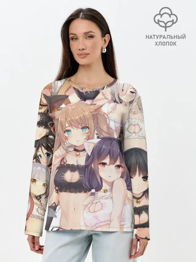Лонгслив женский. Хлопок