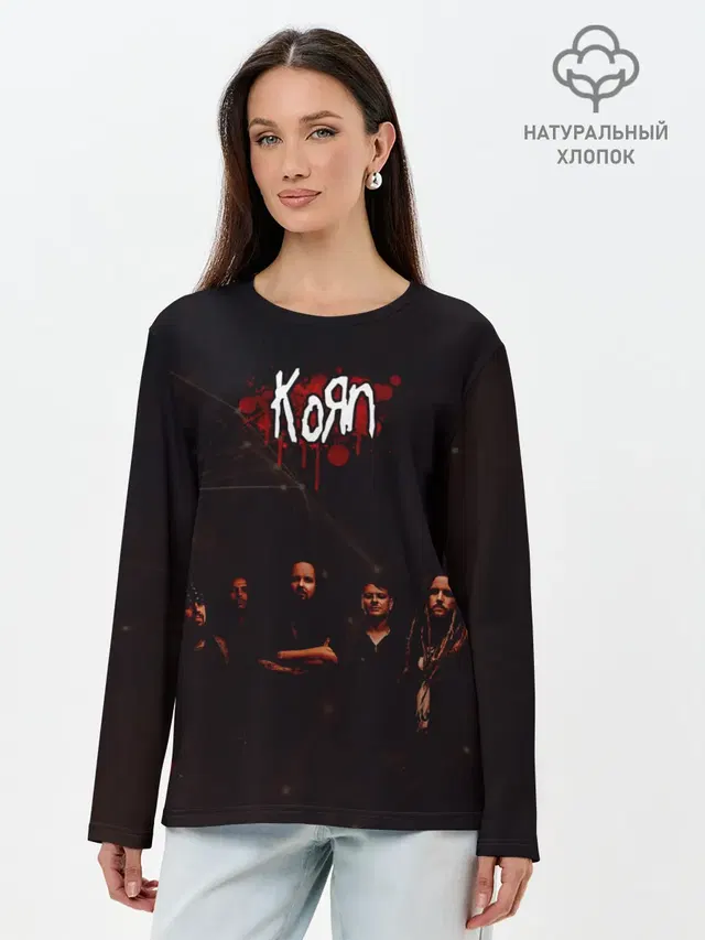 Лонгслив женский с принтом «KoЯn — Korn»