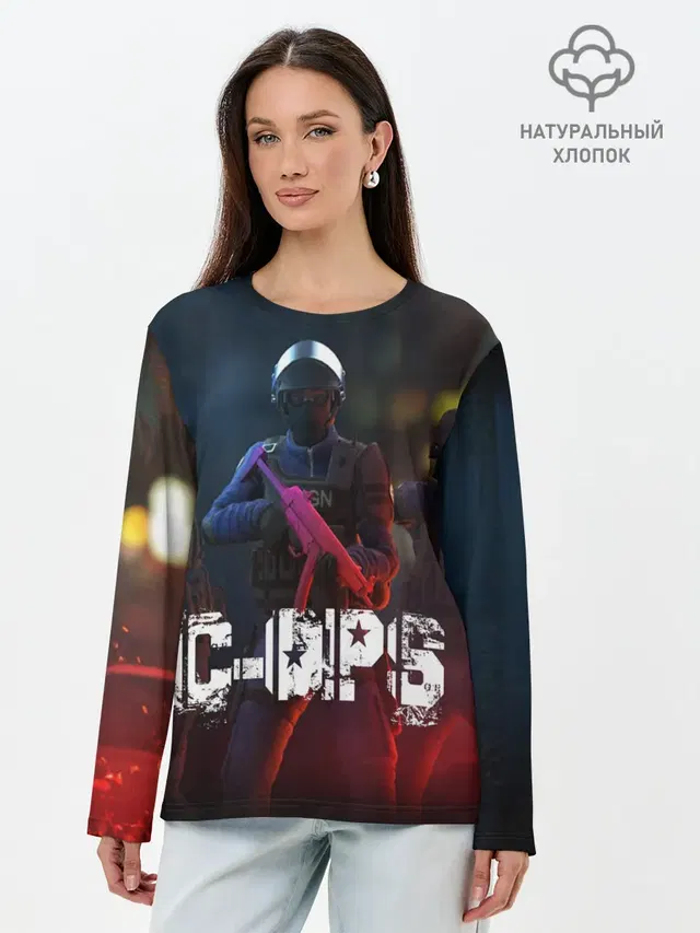 Лонгслив женский с принтом «Разные игры — C-OPS»