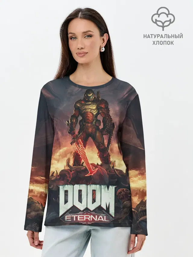 Лонгслив женский с принтом «Дум — DOOM ETERNAL»