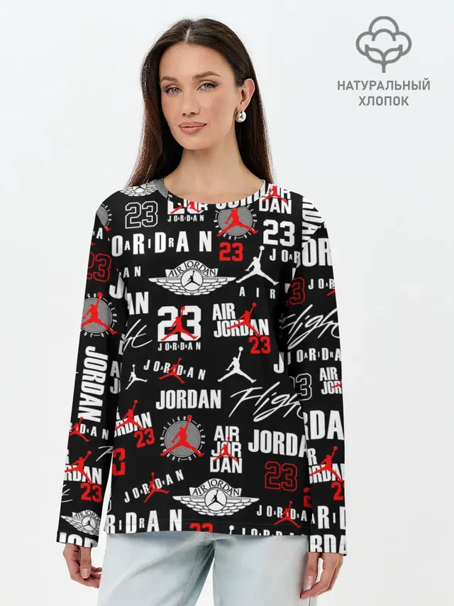 Лонгслив женский с принтом «НБА — MICHAEL JORDAN LOGOBOMBING»