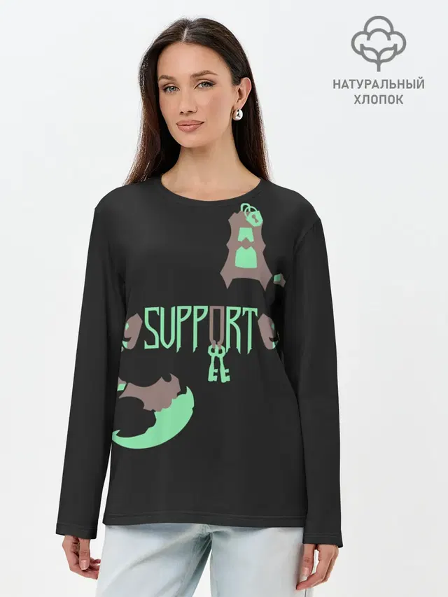 Лонгслив женский с принтом «Лига Легенд — Support»