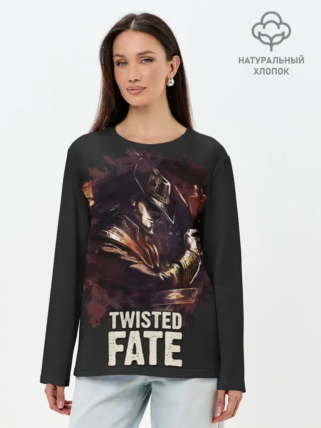 Лонгслив женский с принтом «Лига Легенд — Twisted Fate»