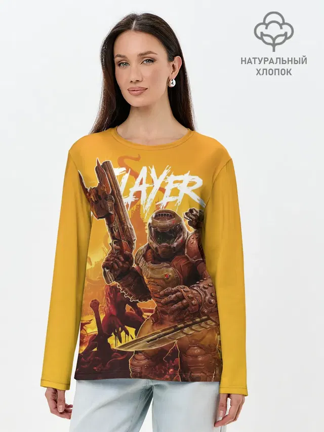 Лонгслив женский с принтом «Дум — Doom Slayer»